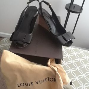Louis Vuitton Monogram Bow Rivoli Wedges